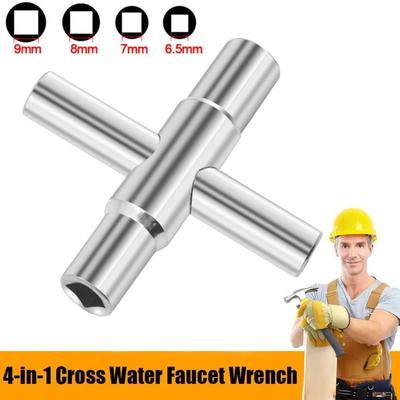 4-ходовой стальной кран для воды Sillcock Water Key Silver Manual Bathroom Wrench Hardware Tools for Silcock Key 4-ходовой кран