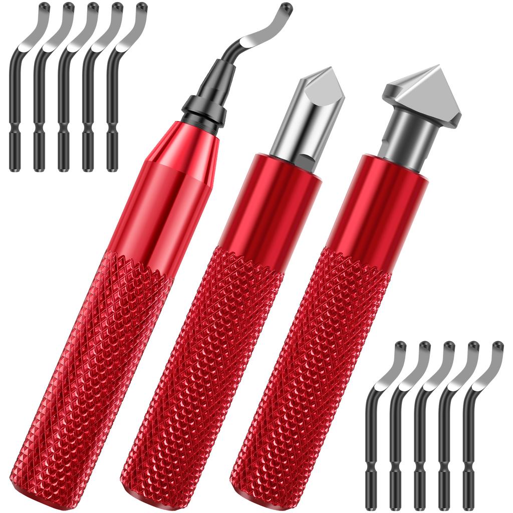 Deburring Tool Kit with Countersink Hand Reamers 10 Extra Blades Sturdy Burr Removal Tool Durable Burr Edges Removing Hand Tool
