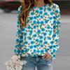 Fall Autumn Women'S Fashion O Neck Long Sleeve T-Shirt Loose Clothes Pink Flowers Print T Shirt For Girls Street