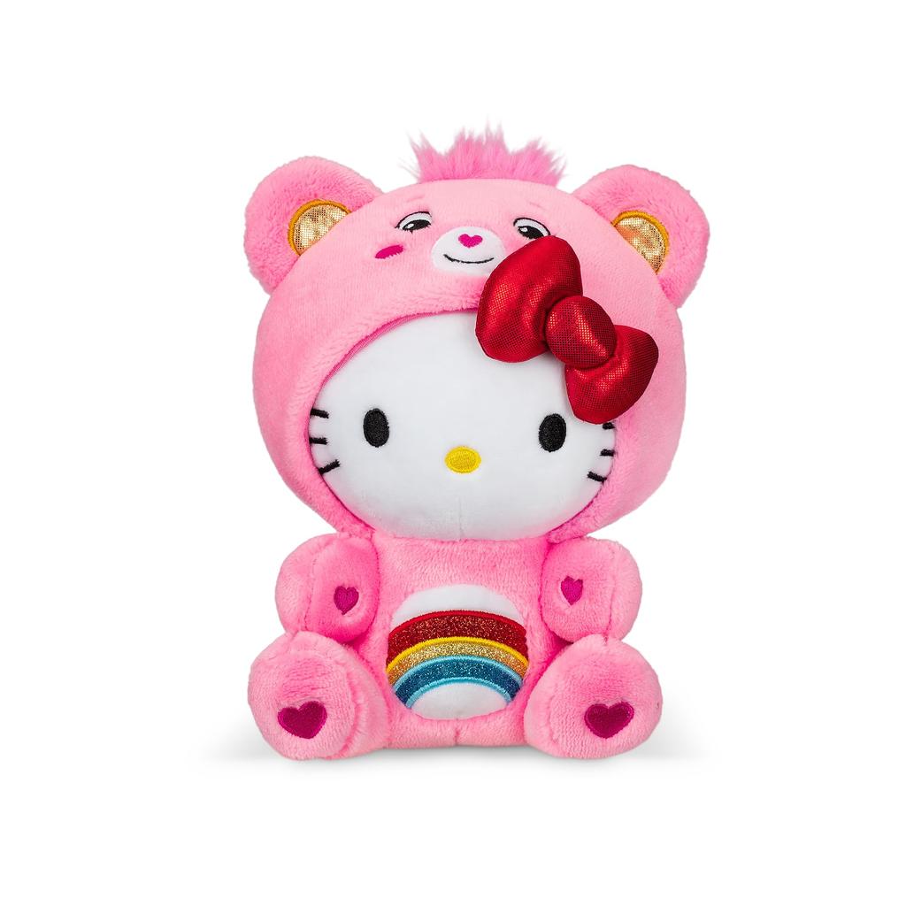 Care Bears Hello Kitty Cheer Bear Dressed As 8-Inch Fun-Sized Plush - Soft and Cuddly Best - For Girls and Boys, Employees, Collectors, Ages 4 and Up.