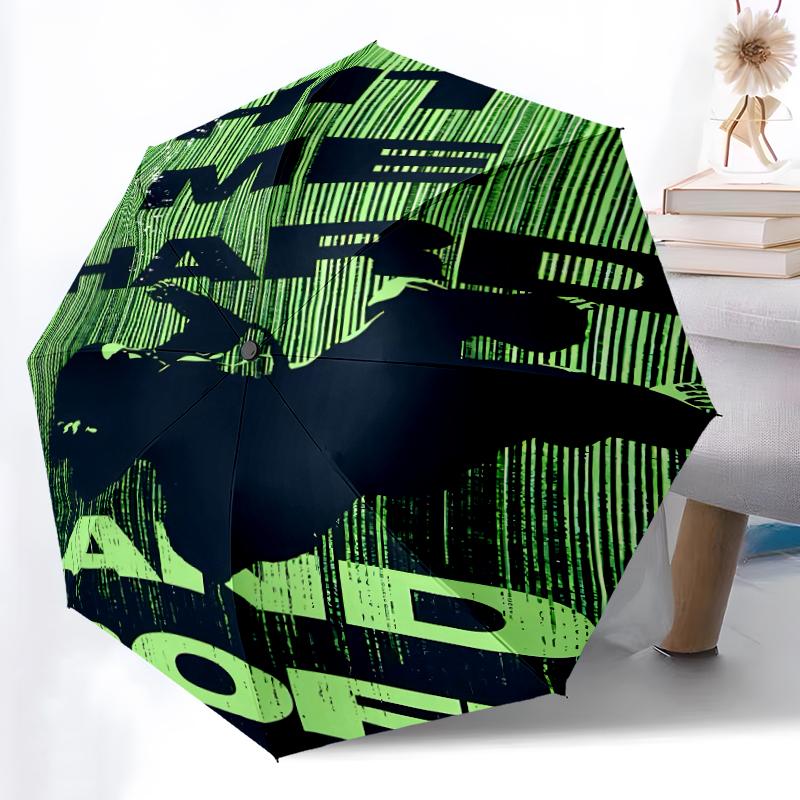 singer Billie Eilish3 Print Automatic Umbrella, 8 Rib Iron Frame, Plastic Handle, Suitable for Outdoor Travel &Daily , Ideal Gift