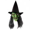 Witch Face Cover with Hair and Hat Latex Old Witch Face Cover Halloween Party Scary Witch Costume