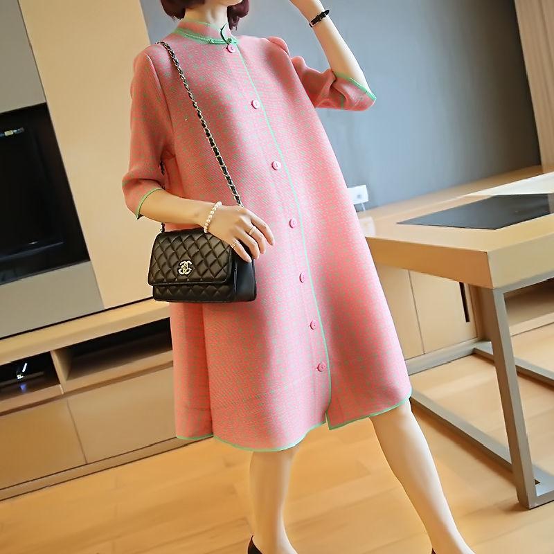 Модное зарубежное складное платье женское лето 2022, новая свободная куртка средней длины, улучшенное платье с короткими рукавами и круглым вырезом, женская одежда