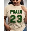 Psalm 23 Jersey Premium Summer Casual Short Sleeve Round Neck with Bold Green Lettering Women Clothes Tee Top Aesthetic Clothes