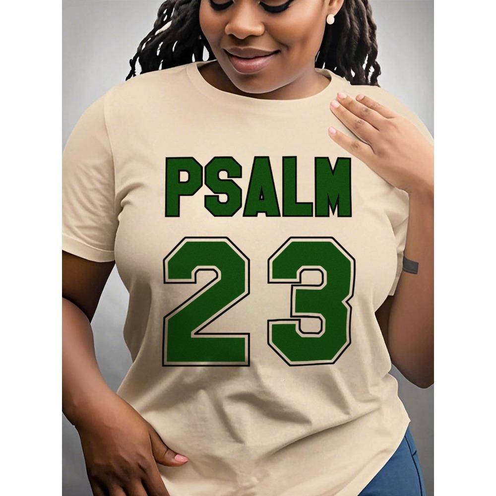 Psalm 23 Jersey Premium Summer Casual Short Sleeve Round Neck with Bold Green Lettering Women Clothes Tee Top Aesthetic Clothes