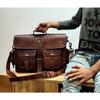 Men's Vintage Laptop 19 Inch Handmade Leather Briefcase Messenger Shoulder Bag