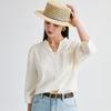 19mm stretch jacquard] Spring and summer new V-neck age reducing versatile heavyweight mulberry silk shirt for women