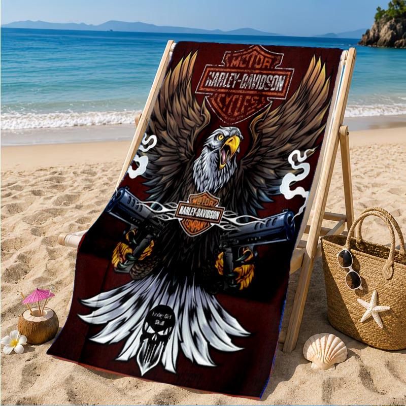 Harley-davidson Motorcycle Artwork Beach Towel, Quick-drying, Easy to Care for, Suitable for Both Fitness and Beach Vacations,Sports Essential
