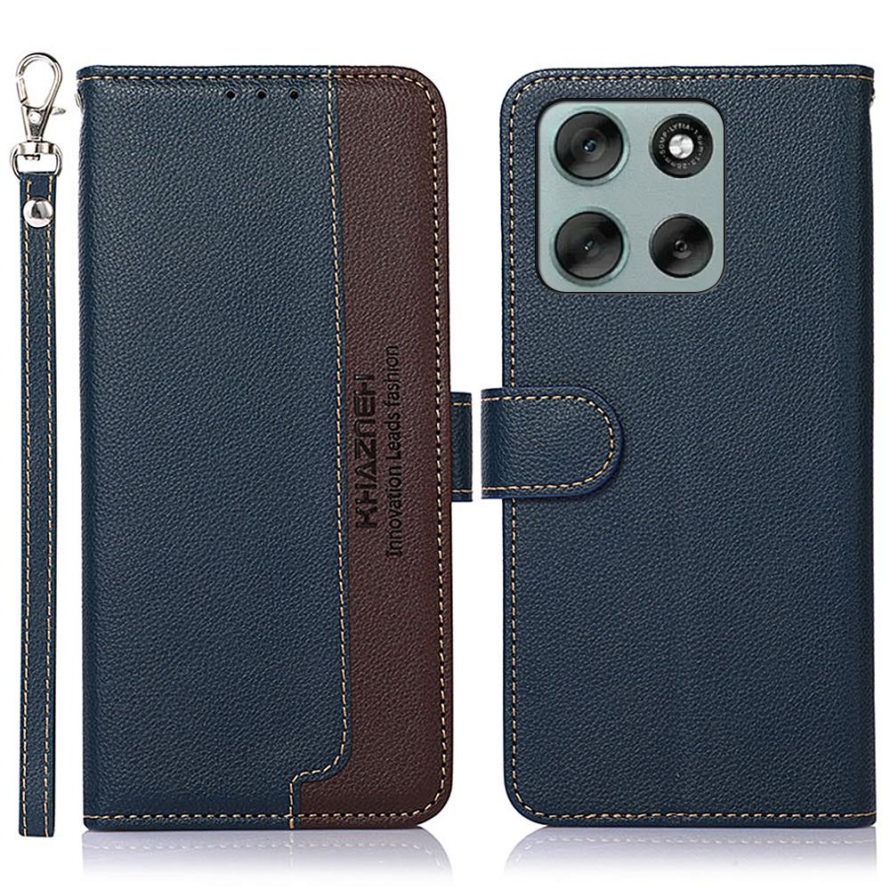 KHAZNEH For Motorola Moto G56 5G Case RFID Blocking Wallet PU Leather Phone Cover with Strap