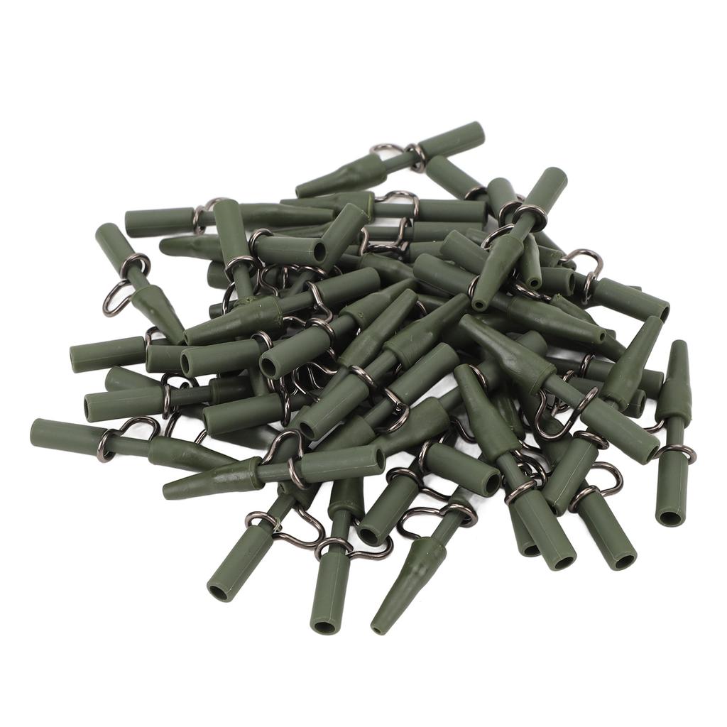 50PCS Fishing Terminal Tackle Safety Clips Plastic Iron Anti Tangle Carp Fishing Tackle Tools for Line Fixing Green