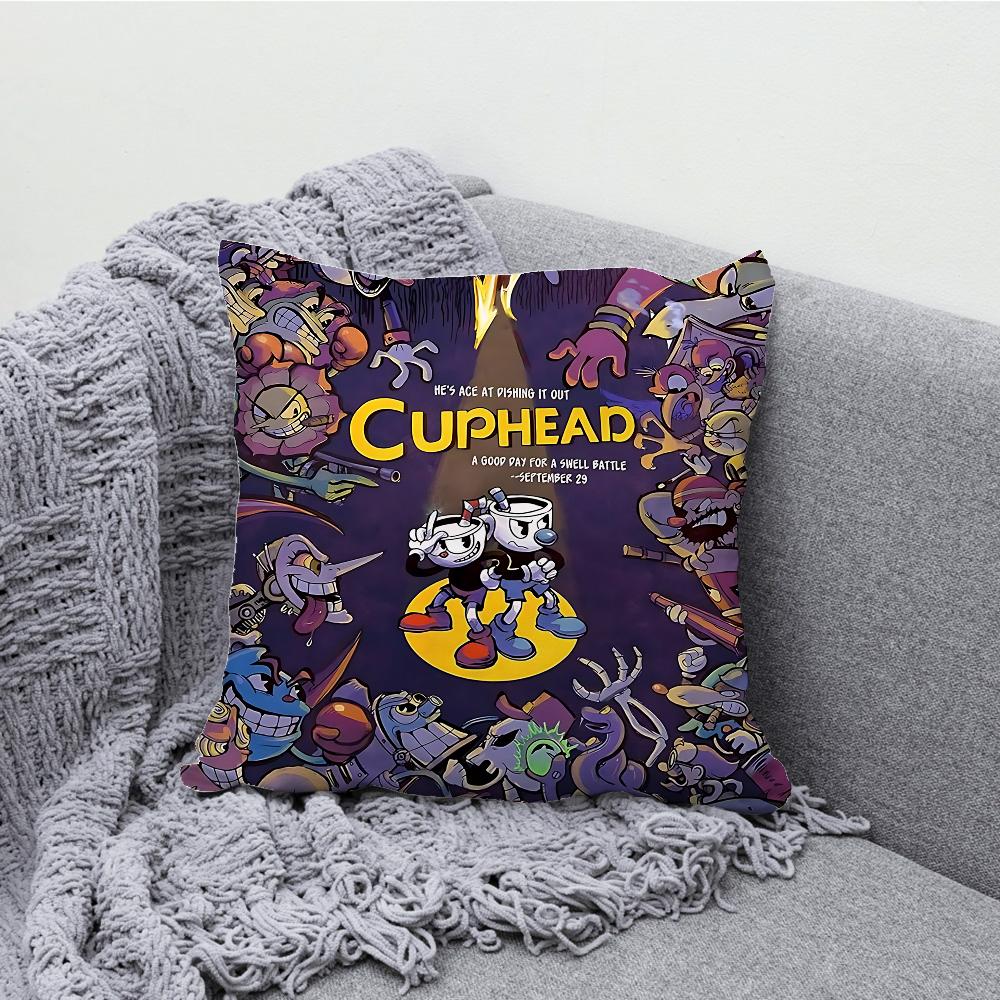 Игра для двух игроков Co Op Чехол на подушку C-Cuphead Мягкий чехол-подушка для декора дивана в деревенском стиле Домашние украшения и Защитный чехол на подушку