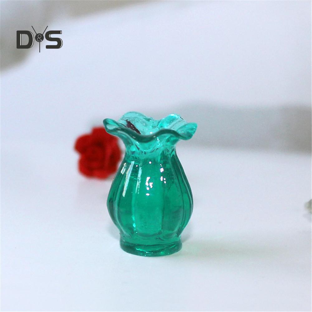 Миниатюрная стеклянная кружевная ваза с цветами разных цветов для кукольных домиков