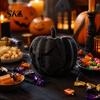 Simulation Knitted Pumpkin 3D Printed Candy Bowl with Lid for Halloween Decor, Decorative Party Supplies Texture Storage Jar, Creative Desktop