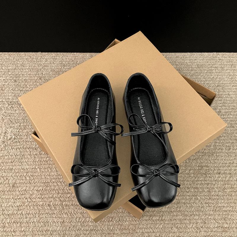 Модные темпераментные туфли на плоской подошве с бантом, женские, новинка весны 2025 года, с юбкой, мягкие однотонные туфли Мэри Джейн