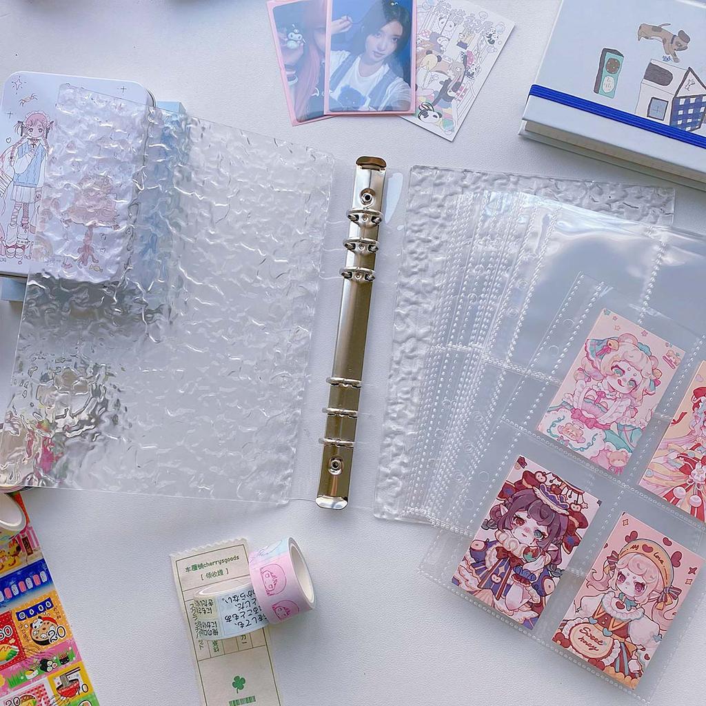Acrylic A5 Water Ripple Binder Notebook for Kpop Photo Cards Collection 6 Hole Transparent Clear Album Organizer