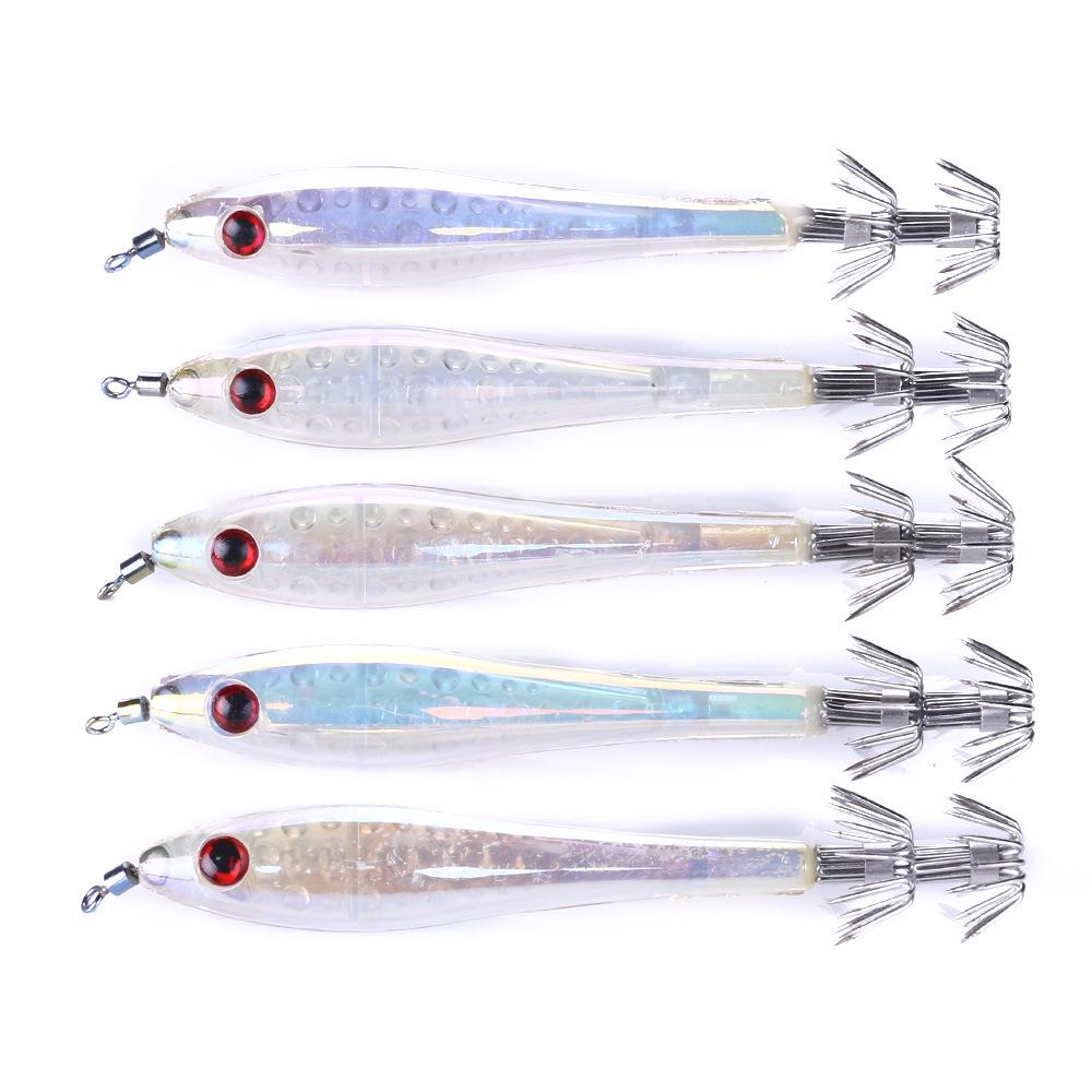 5PCS/LOT Shrimp Squid Jigs Jigging Squid Hook 9.5CM 6g Trout Lure Luminous Shrimp Squid Lure