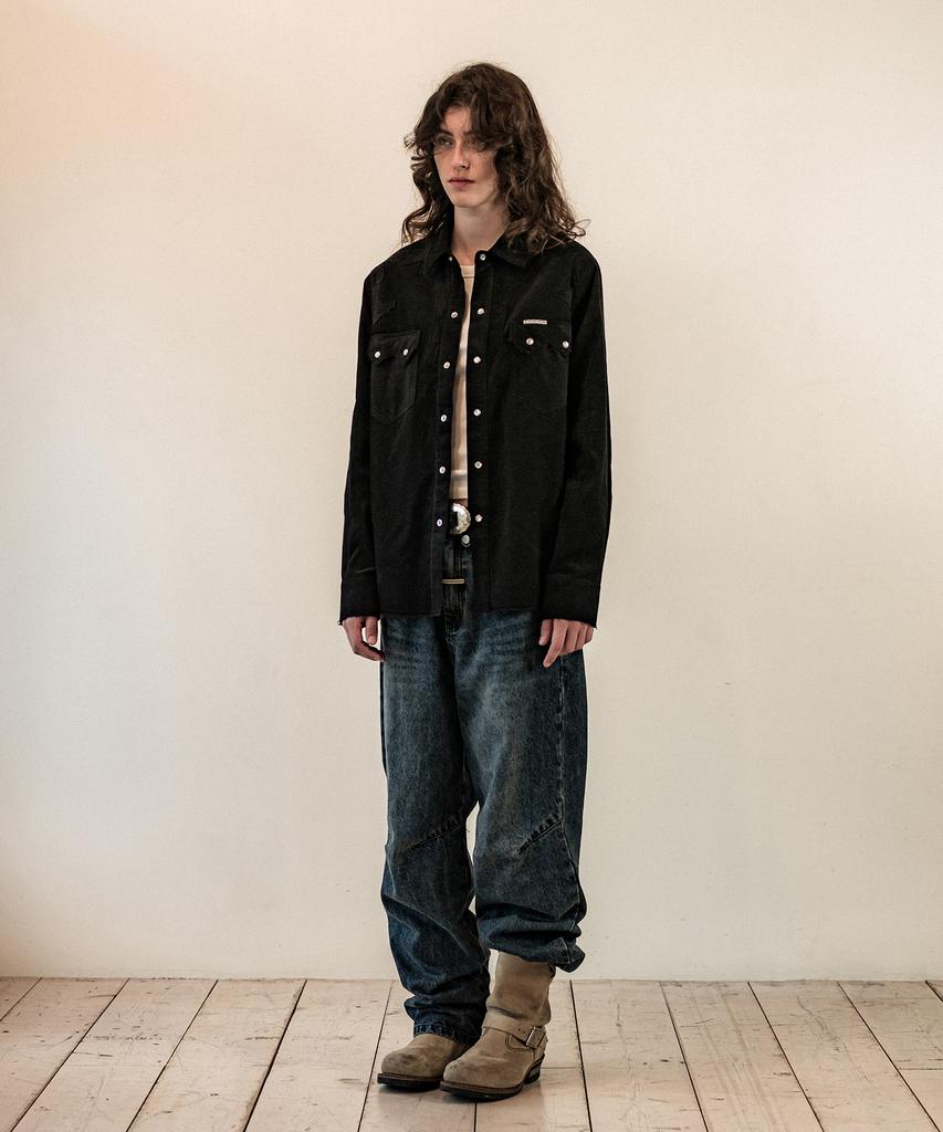 THEVINYLHOUSE Corduroy Western Shirts Black