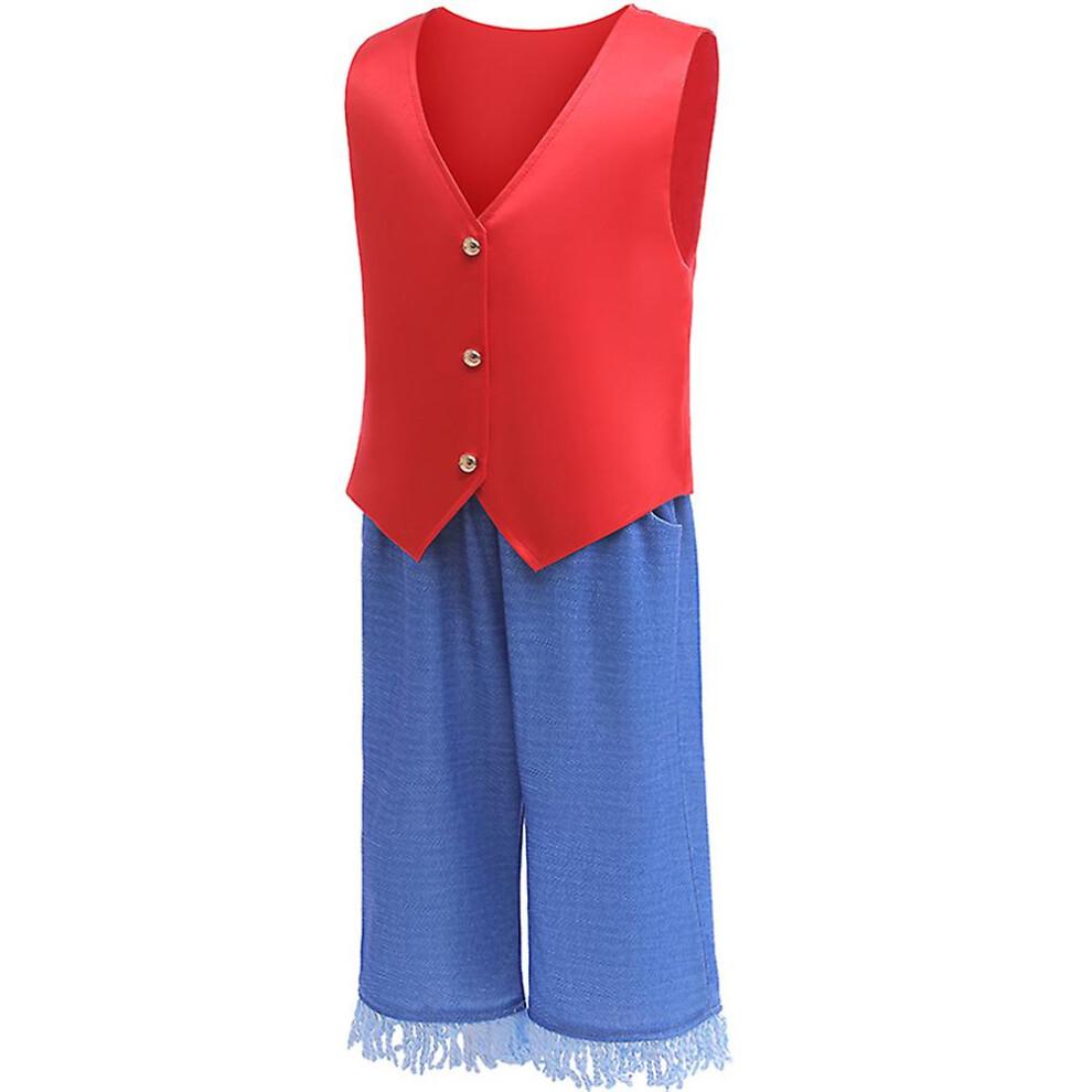(12-13Years) Kids Boys Anime One Piece Monkey D Luffy Cosplay Costume Halloween Outfits Party Fancy Dress
