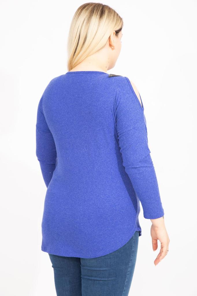 Женская блузка большого размера, зеленая блузка больших размеров на одно плечо с глубоким вырезом, украшенная камнями