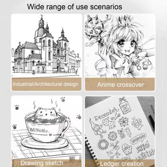 12 шт. ручек для рисования, набор микроручек для рисования, водостойкие пигментные чернила, гладкий нейлоновый наконечник, неразмазывающиеся ручки для художников