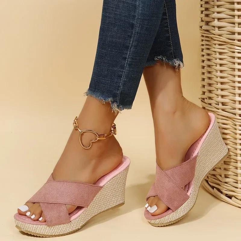 Summer Shoes for Women New Open Toe Women's Wedges Platform Slippers Outdoor Women's Casual High Heel Slippers Women Sandals