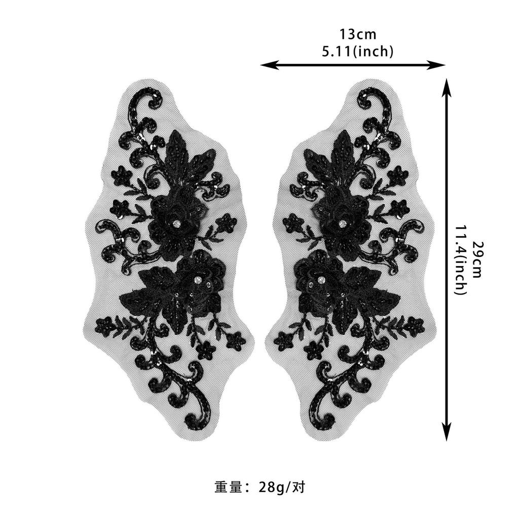 Mesh Embroidery Pair Of Flowers Collar Flower Clothing Accessories Decal Diy Wedding Dress Accessories