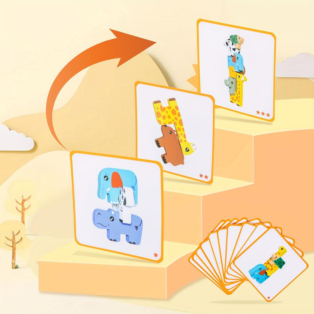 Детские игрушки-пазлы, деревянные лесные животные, слоистая музыка