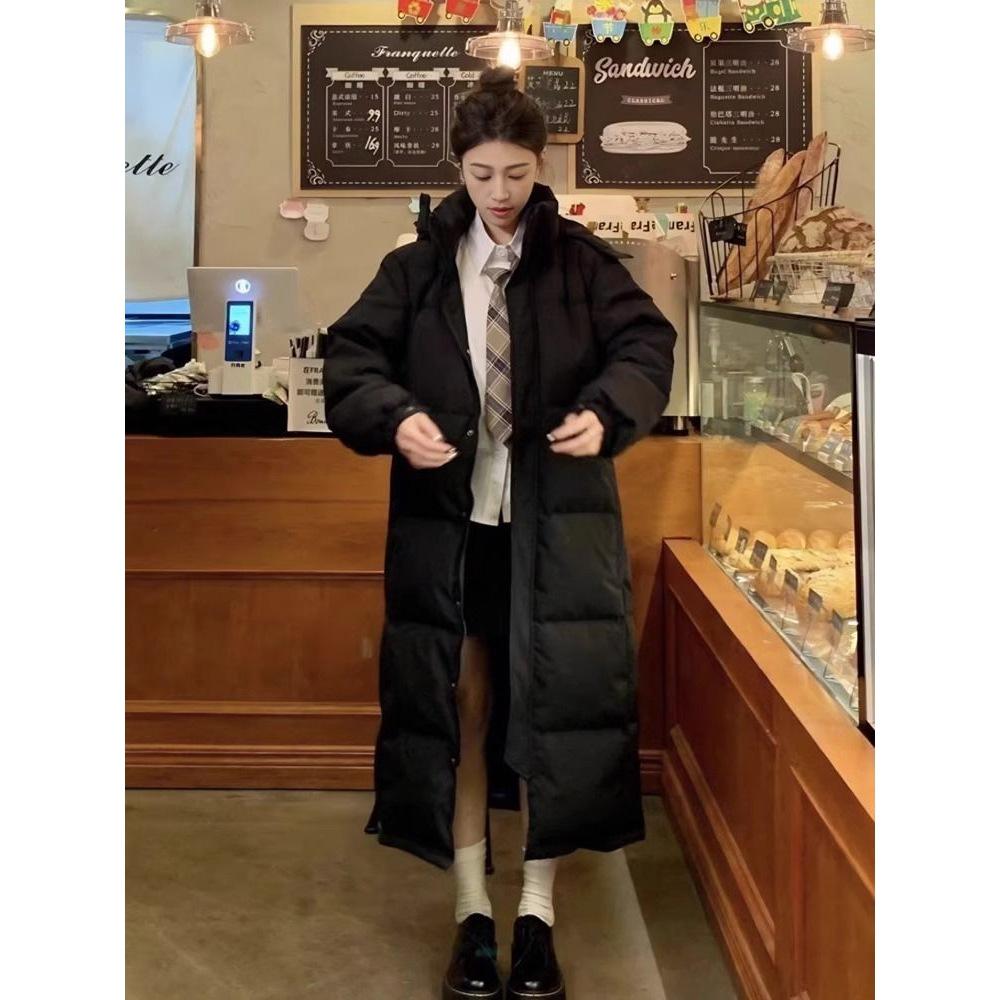 Унисекс пуховик выше колена 2025 года с 90% пуха белой утки, зимний парный стиль