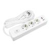 SELDUR G3TH32B Power Strip, 3 Type F Sockets + Switch, USB A+C Fast Charge 20W, White, 3m Cable