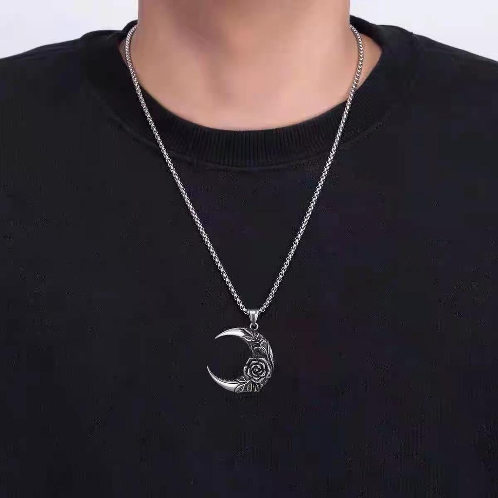 Модный ретро персонализированный креативный обернутый кулон Rose Moon, ожерелье с подвеской унисекс