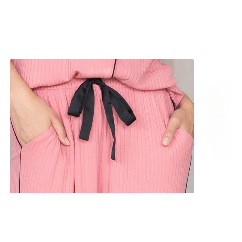 Женская модальная вискозная пижама кардиган полосатый домашняя одежда Love Pockets длинные брюки повседневный пижамный комплект