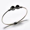 Браслет-манжета ручной работы с черным ониксом и драгоценным камнем 925 пробы с серебряным покрытием