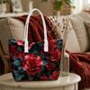 Red Rose Pattern Tote Bag Fashion Daily Carry Shoulder Handbag