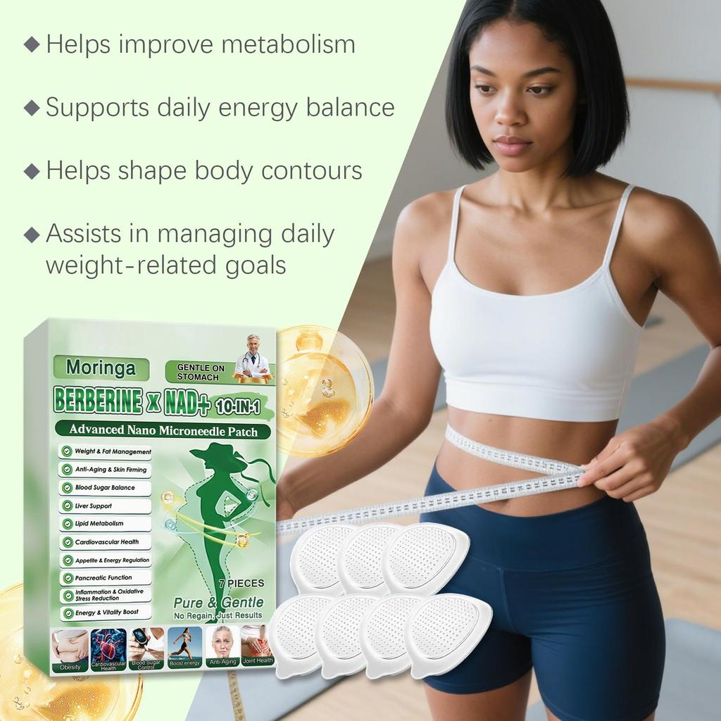Moringa Berberine × NAD+ 10-в-1 Усовершенствованный нано-микроигольный пластырь 7 шт. - Пластыри для контроля веса и жира