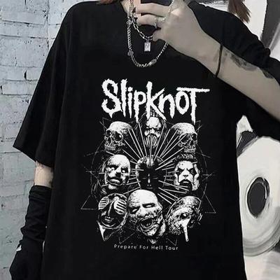 Уличная футболка унисекс с графикой, футболки Slipknots для женщин унисекс, топы в стиле хэви-метал, винтажная футболка «Подготовьтесь к Hell Tour» Y2k