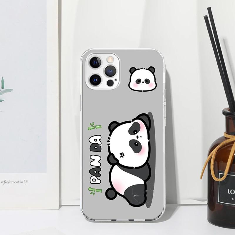 Cartoon Cute Panda Bear Phone Case For Iphone 17 Air 16 15 Plus 16E 14 Pro Max 13 Mini 12 11 7 8 SE Fundas Soft Back Cover 17 Ai