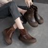 Fashion GKTINOO Winter Genuine Leather Ankle Boots Round Toe 2025 Handmade Lady Soft Flat Shoes Comfortable Side Zip Ankle Boots Size 40