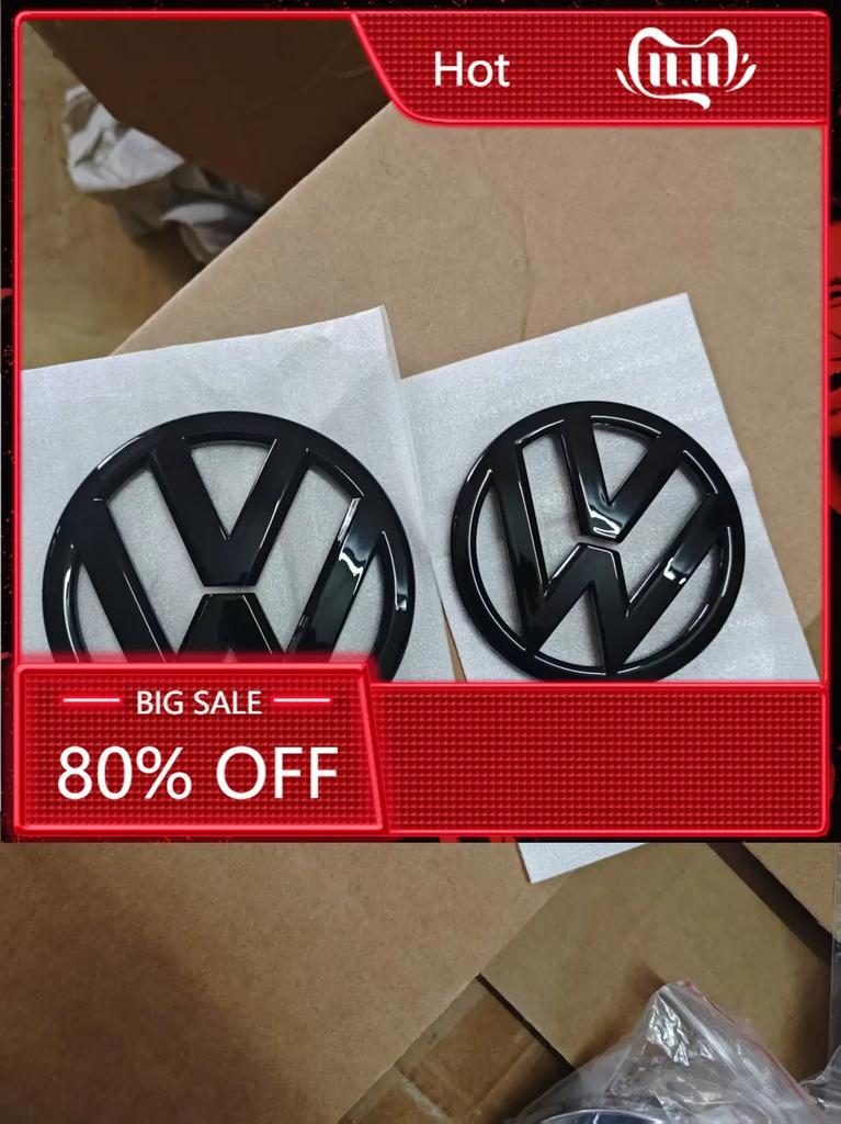 VW Polo Golf 4 5 Valve Stems Caps For VOLKSWAGEN VW 2Pcs Replace Car Front Radiator Grille Emblem 110mm + Rear Trunk Lid Badge 90mm Car Emblem Fo EP1