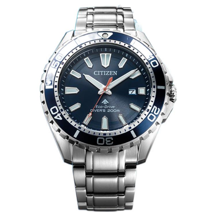 Citizen Серия Eco-Drive Водонепроницаемые Спортивные Модные Светящиеся Календарь Кварцевый Механизм Часы из Нержавеющей Стали Мужские часы Синие BN0191-80L