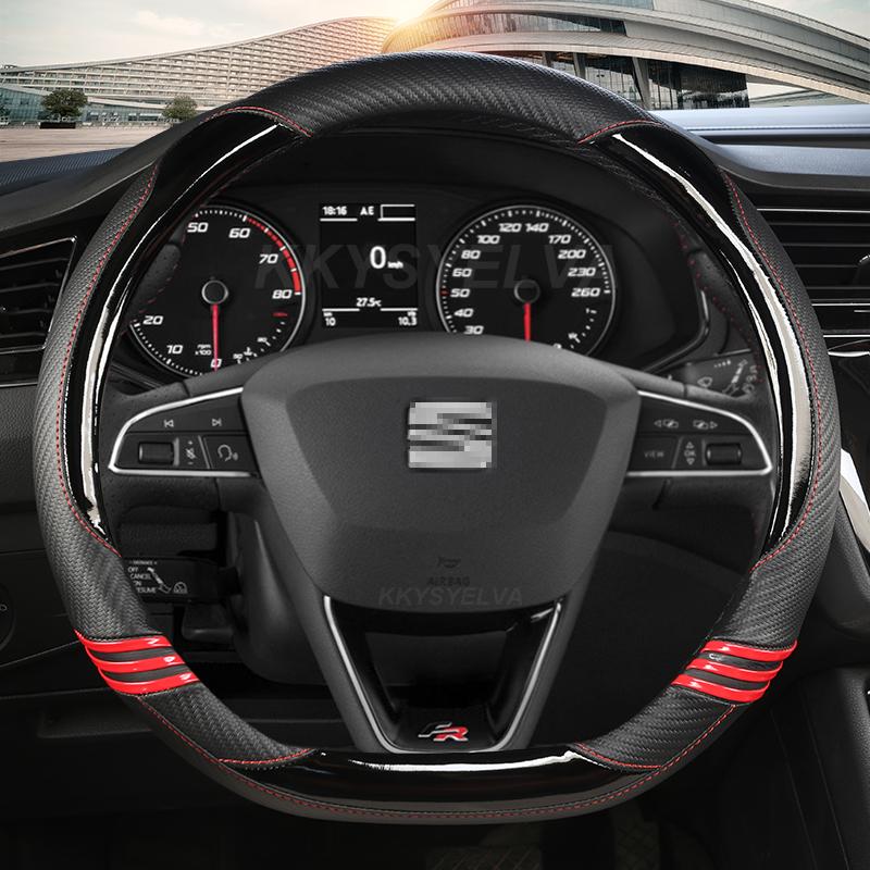Чехол на руль автомобиля из углеродного волокна для Seat Leon 5F Mk3 2013-2022 Ibiza 6J 2022 Tarraco Arona Ateca Alhambra Auto