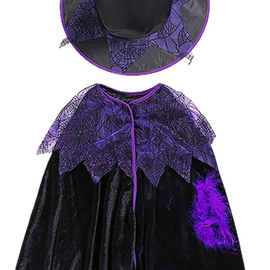 1 комплект, костюм для малышей с короткими рукавами, улучшающий атмосферу, полиэстер, платье для Хэллоуина для маленьких девочек с комплектом шляпы ведьмы для вечеринки
