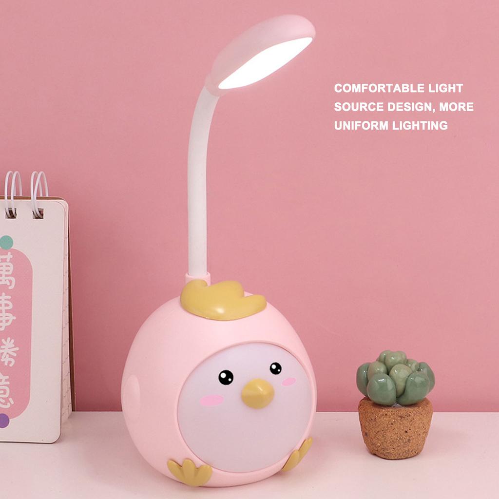 LED Desk Lamp USB Charging Eye Flexible Color Night Light with Cute Chicken Base