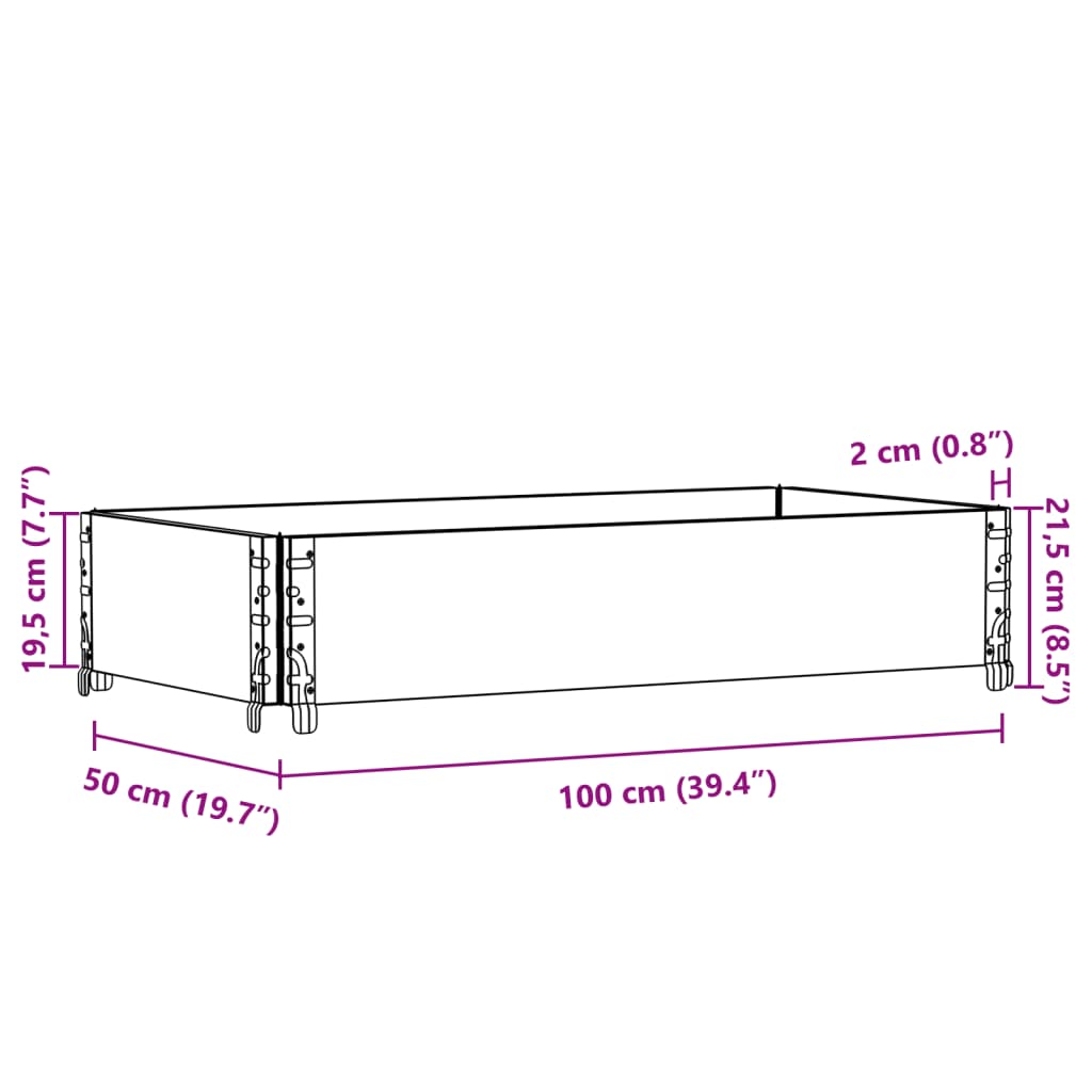 Pallet Frame Kit Black 100 x 50 cm Solid Pine Wood