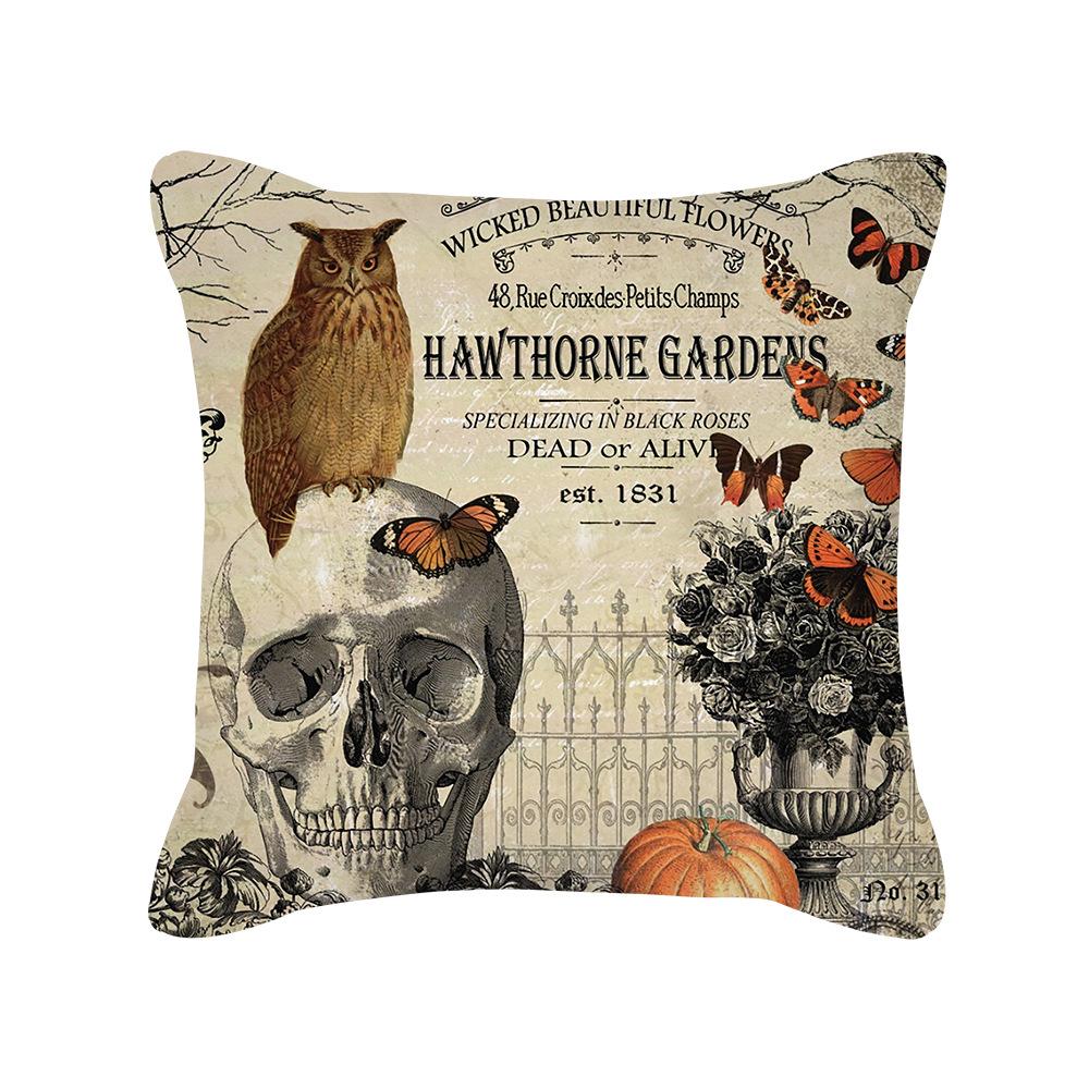 Halloween Cartoon Pumpkin Moon Bat House Decoration Pattern Pillowcase Bedroom Living Room Sofa Cinema Car Garden Pillowcase