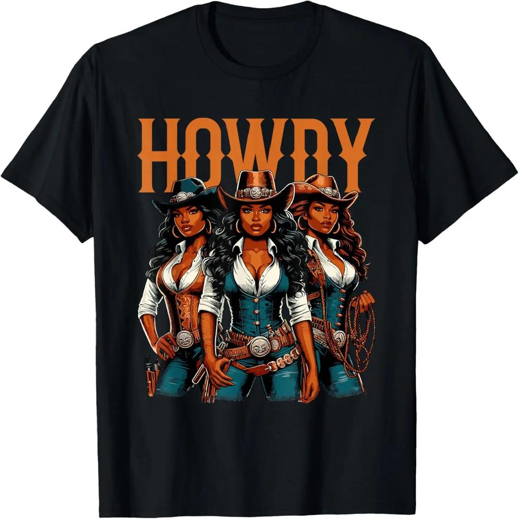 Черная афроамериканская ковбойка Вестерн Техас Родео Howdy Футболка