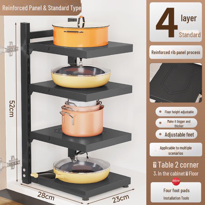 Многоуровневая стойка для хранения кастрюль на кухне, под раковиной и на столешнице