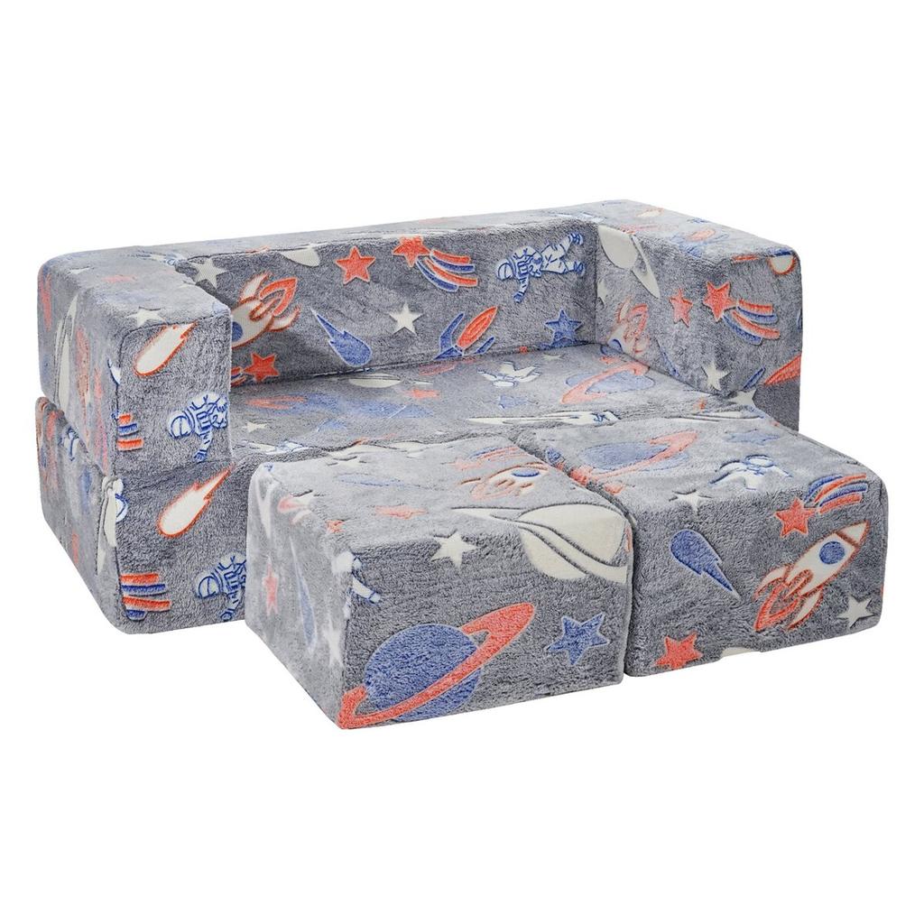 Modular Kids Play Couch 4Pcs DIY Glow in the Dark Toddler Chair Grey