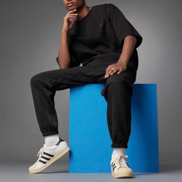 Adidas Оригинальные трилистники, синяя версия, однотонные повседневные спортивные брюки, мужские брюки, черные, H23150