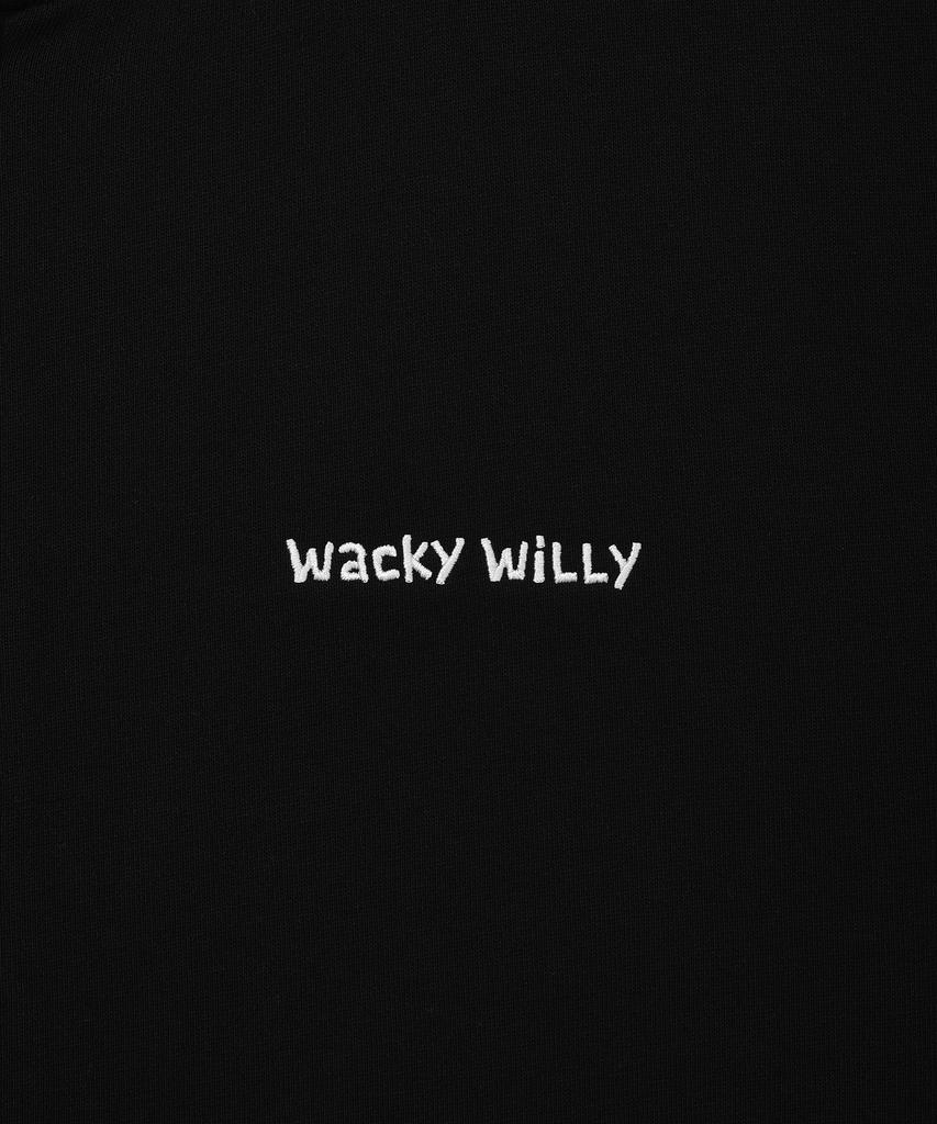 Wacky Willy Базовая черная толстовка на молнии с wacky типографским логотипом