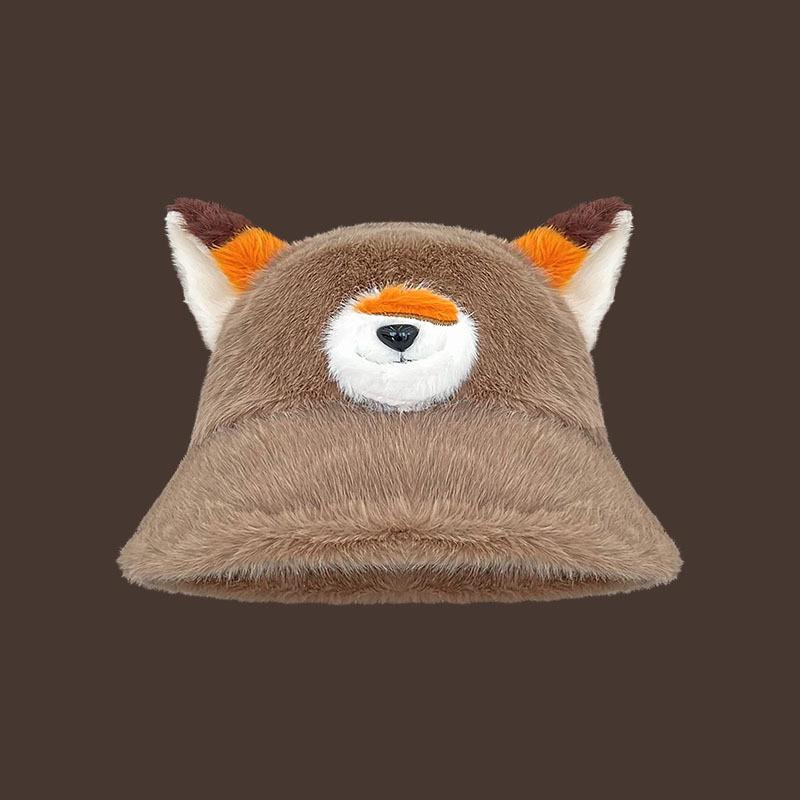 Fox Cosplay Plush Fisherman Hat With Thermal Function For Seasonal Wear